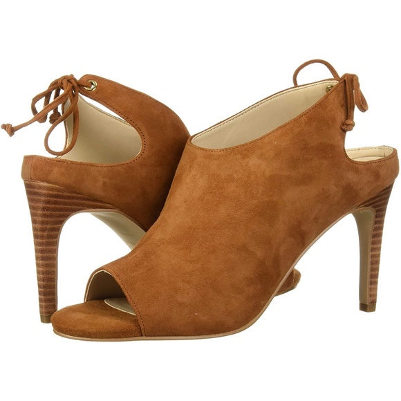 Cole Haan Emmett Ch British Tan Brown Suede Pumps Sandal Stiletto Heel Shoes - Picture 6 of 15